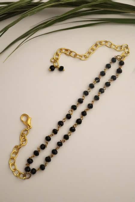 Shop Do Taara Black Stones Onyx Embellished Double Layered Bracelet at Aza Fashions Shop_Do Taara_Black Stones Onyx Embellished Double Layered Bracelet _at_Aza_Fashions