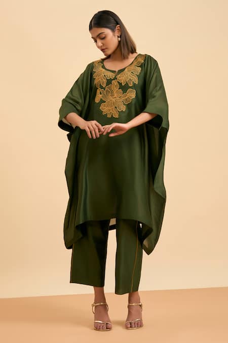 ORIGANI Flora Embroidered Kurta Pant Set 