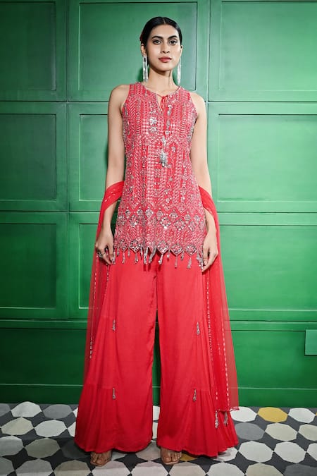 Keith Gomes Sequin Bead Embroidered Tunic Sharara Set 