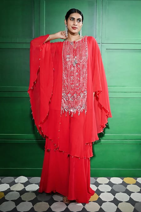 Keith Gomes Sequin Bead Panel Embroidered Tunic With Sharara 