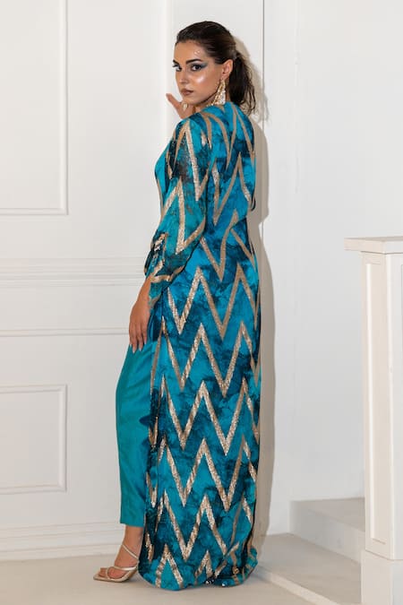 Akanksha Mago Abstract Print Long Tunic With Pant 