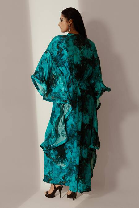 Akanksha Mago Abstract Print Ruffled Kaftan 