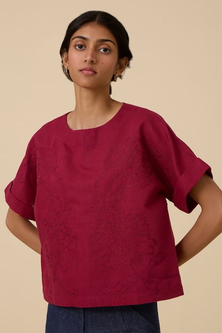 The Summer House Affan Front Embroidered Top 