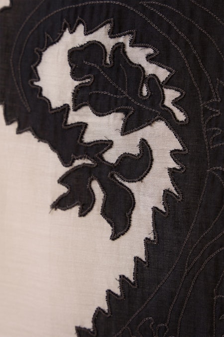 The Summer House_White Chanderi Embroidery Round Neck Cersei Paisley Midi Dress _Online_at_Aza_Fashions