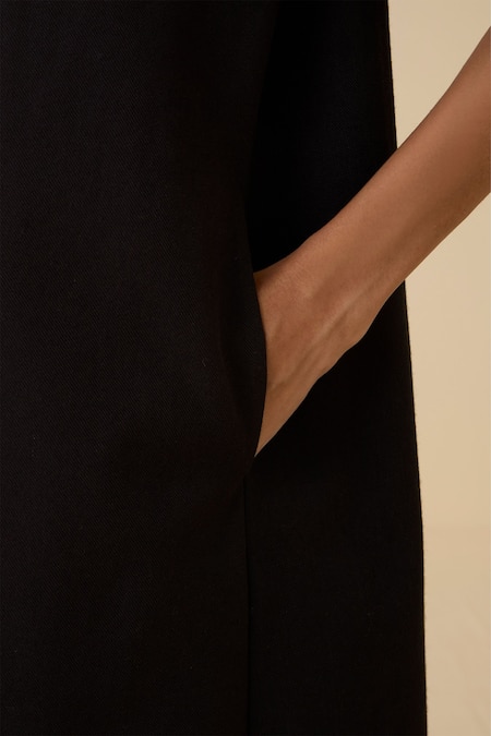 Shop_The Summer House_Black Wool, Cotton Embroidery Round Neck Ehan Paisley Midi Dress