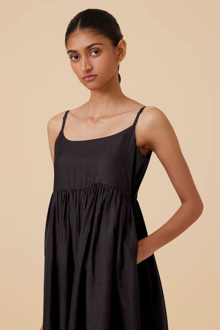 Buy The Summer House Black Cotton, Silk Round Neck Hamza Solid Dress Online at Aza Fashions Buy_The Summer House_Black Cotton, Silk Round Neck Hamza Solid Dress _Online_at_Aza_Fashions