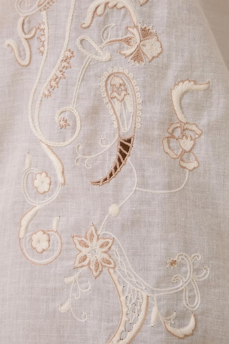 Shop The Summer House White Handloom Cotton Embroidery Collared Joyce Hand Shirt Online at Aza Fashions Shop_The Summer House_White Handloom Cotton Embroidery Collared Joyce Hand Shirt _Online_at_Aza_Fashions