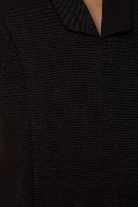 The Summer House Black Wool, Cotton Collared Maira Waistcoat at Aza Fashions The Summer House_Black Wool, Cotton Collared Maira Waistcoat _at_Aza_Fashions