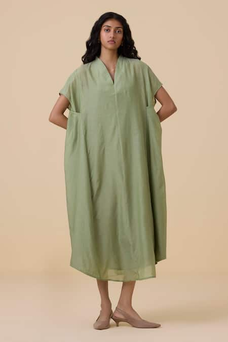 The Summer House Meer Cotton Silk Kaftan Dress 