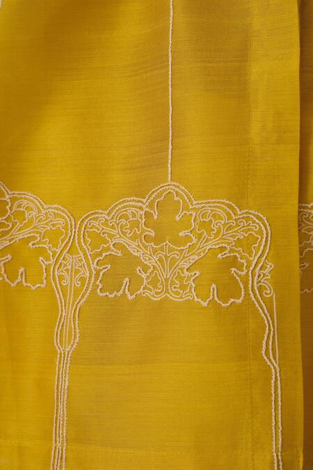 Shop The Summer House Yellow Chanderi Embroidery Bandeau Neck Sabeena Floral Top Online at Aza Fashions Shop_The Summer House_Yellow Chanderi Embroidery Bandeau Neck Sabeena Floral Top _Online_at_Aza_Fashions