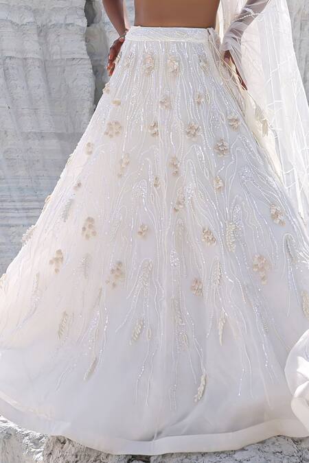 Shop PIRI INDIA Ivory Organza, Net, Satin Pearls, Beads Halter Fiona Embroidered Lehenga Set Online at Aza Fashions Shop_PIRI INDIA_Ivory Organza, Net, Satin Pearls, Beads Halter Fiona Embroidered Lehenga Set _Online_at_Aza_Fashions