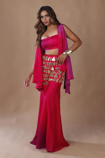 The Pink Penguin By Charmy Ombre Cape Pant Set 