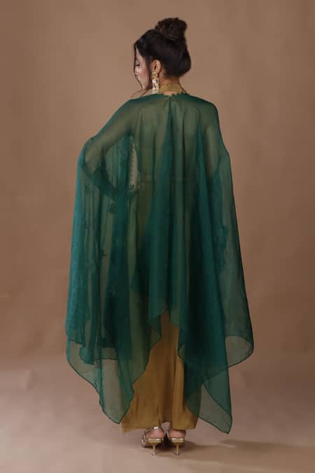 The Pink Penguin By Charmy Embroidered Cape Draped Skirt Set For Kids