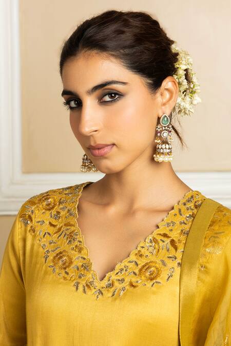 Dohr India Yellow Tissue, , Organza Sequins, Saanvi Dabka Kurta Salwar Set at Aza Fashions Dohr India_Yellow Tissue, , Organza Sequins, Saanvi Dabka Kurta Salwar Set _at_Aza_Fashions