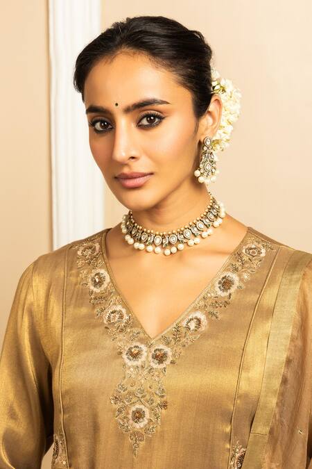 Buy Dohr India Gold Tissue, Silk, Organza Sequins, Suhani Zari Metallic Kurta Pant Set Online at Aza Fashions Buy_Dohr India_Gold Tissue, Silk, Organza Sequins, Suhani Zari Metallic Kurta Pant Set _Online_at_Aza_Fashions