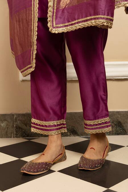 Dohr India Purple , Cotton, Organza Embroidered Floral Vine Kurta Pant Set at Aza Fashions Dohr India_Purple , Cotton, Organza Embroidered Floral Vine Kurta Pant Set _at_Aza_Fashions
