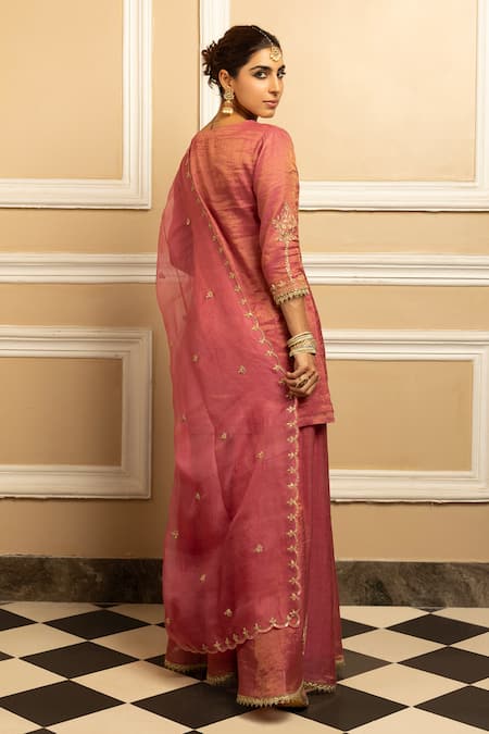 Dohr India Noor Floral Embroidered Kurta Sharara Set 