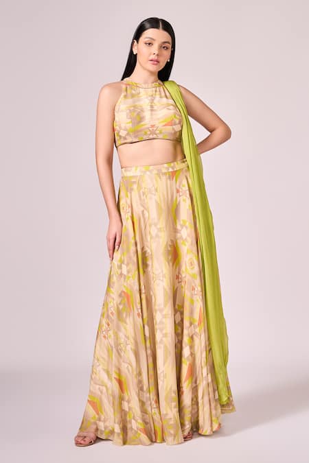 Koswi Geometric Print Lehenga Set 