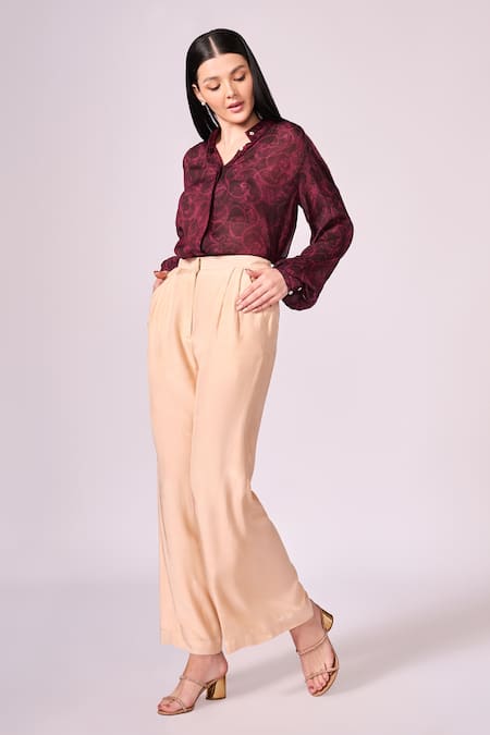 Koswi Floral Vine Print Shirt With Pant 