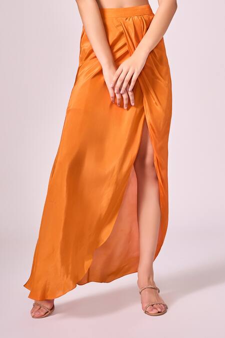 Koswi Brown Viscose Embroidery Round Neck Abstract Floral Print Cape And Skirt Set Online at Aza Fashions Koswi_Brown Viscose Embroidery Round Neck Abstract Floral Print Cape And Skirt Set _Online_at_Aza_Fashions