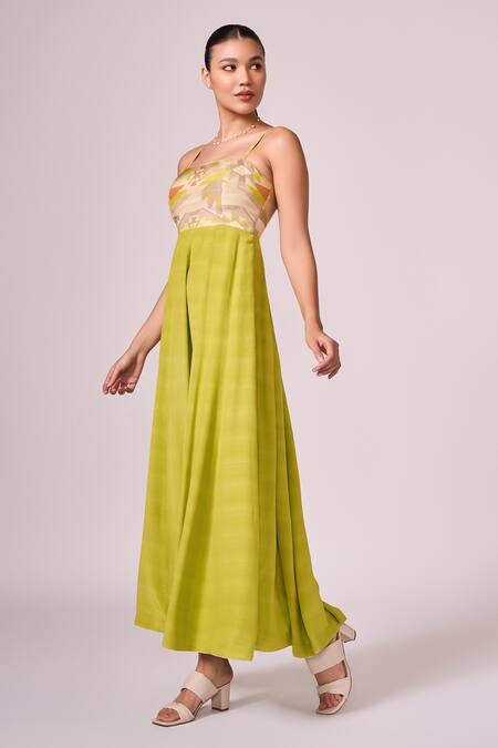 Koswi Green Viscose Square Neck Geometric Print Strappy Maxi Dress Online at Aza Fashions Koswi_Green Viscose Square Neck Geometric Print Strappy Maxi Dress _Online_at_Aza_Fashions