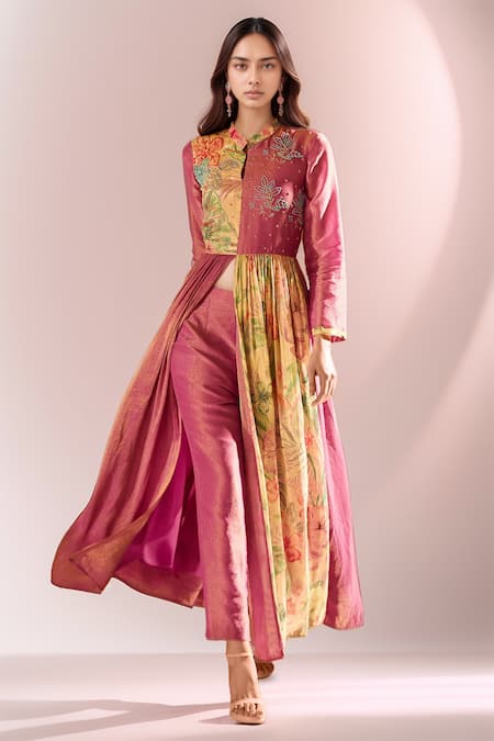 Samyukta Singhania Floral Embroidered Anarkali & Pant Set 