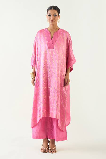 Shivani Bhargava_Pink Silk Plain Straight Pant _Online_at_Aza_Fashions