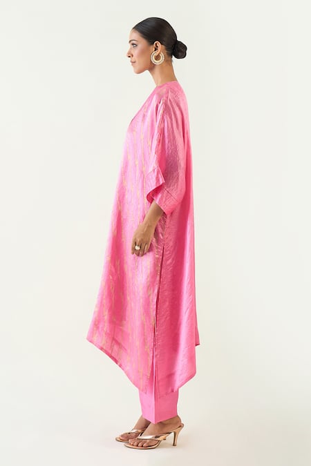 Buy_Shivani Bhargava_Pink Silk Plain Straight Pant _Online_at_Aza_Fashions