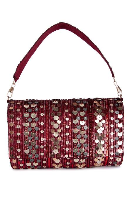 The Purple Sack Maroon Sequins Embroidered Clutch Bag Online at Aza Fashions The Purple Sack_Maroon Sequins Embroidered Clutch Bag _Online_at_Aza_Fashions