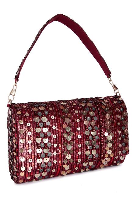 Buy The Purple Sack Maroon Sequins Embroidered Clutch Bag Online at Aza Fashions Buy_The Purple Sack_Maroon Sequins Embroidered Clutch Bag _Online_at_Aza_Fashions