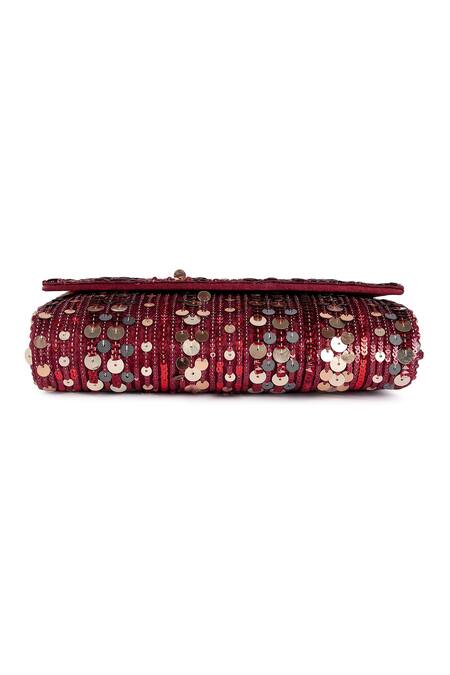 Shop The Purple Sack Maroon Sequins Embroidered Clutch Bag Online at Aza Fashions Shop_The Purple Sack_Maroon Sequins Embroidered Clutch Bag _Online_at_Aza_Fashions