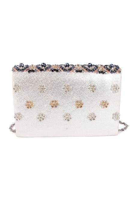 Shop_The Purple Sack_Multi Color Beads Embroidered Clutch Bag _at_Aza_Fashions