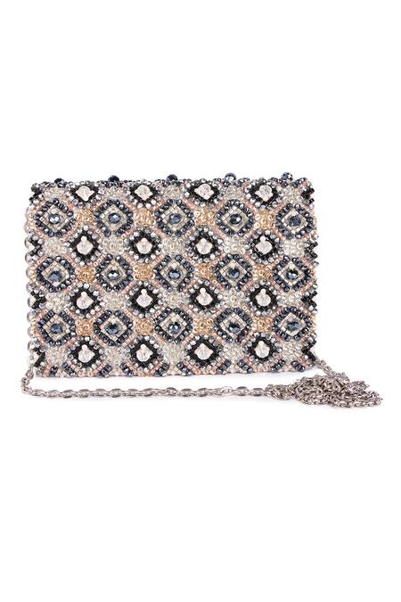 The Purple Sack_Multi Color Beads Embroidered Clutch Bag _Online_at_Aza_Fashions