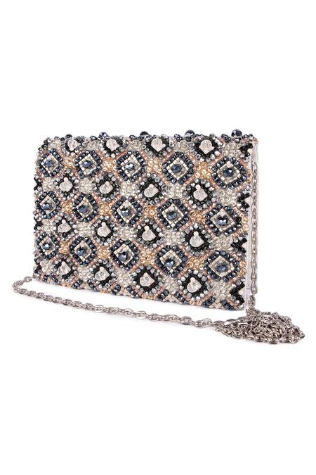 Buy_The Purple Sack_Multi Color Beads Embroidered Clutch Bag _Online_at_Aza_Fashions