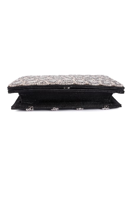 Shop_The Purple Sack_Silver Beads Embroidered Clutch Bag _Online_at_Aza_Fashions