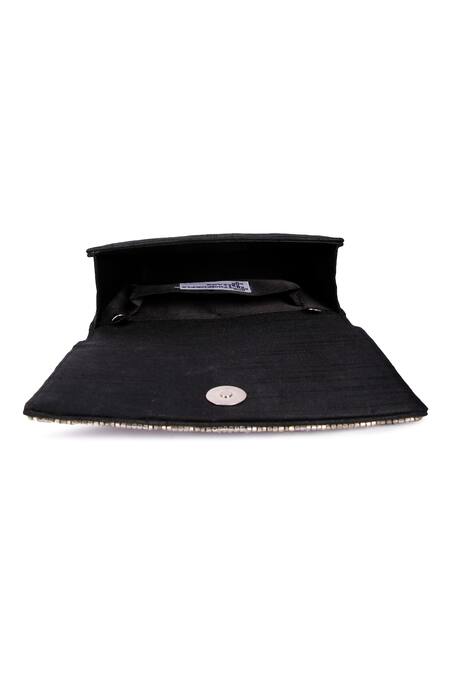 The Purple Sack_Silver Beads Embroidered Clutch Bag _at_Aza_Fashions