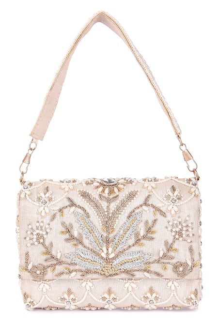 The Purple Sack Multi Color Cut Work, Pearls And Cutdana Embroidered Clutch Bag Online at Aza Fashions The Purple Sack_Multi Color Cut Work, Pearls And Cutdana Embroidered Clutch Bag _Online_at_Aza_Fashions