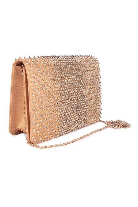 The Purple Sack_Gold Beads Embroidered Clutch Bag _Online_at_Aza_Fashions