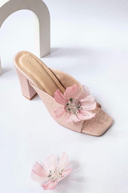 Urbansway Blush Open Toe Textured Block Heels 