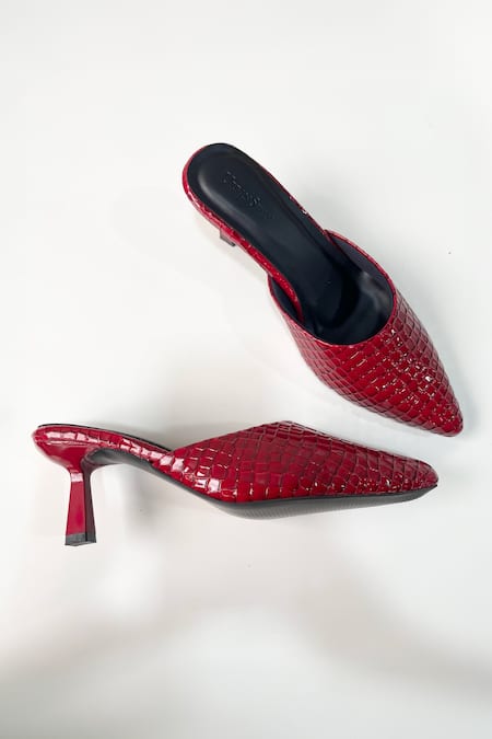 Urbansway Cherry Pop Textured Mule Heels 