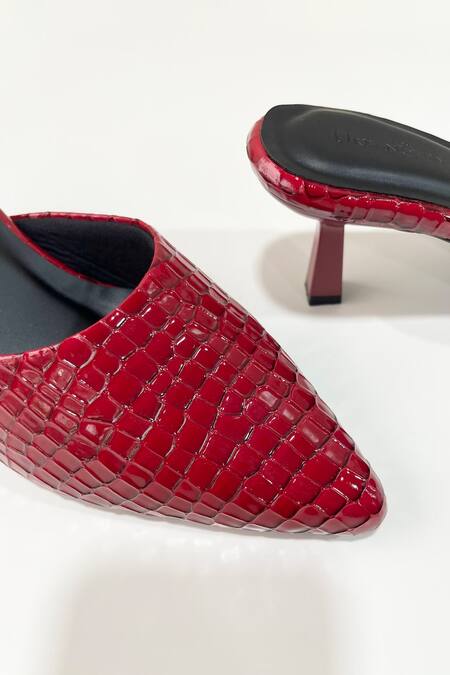 Urbansway_Red Cherry Pop Textured Mule Heels_Online_at_Aza_Fashions