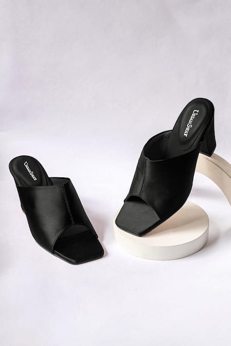 Urbansway Onyx Bridal Satin Open Toe Block Heels 