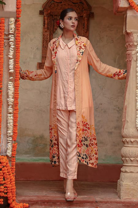 Gazab by Miku Kumar Lila Printed Jacket With Pant Set 