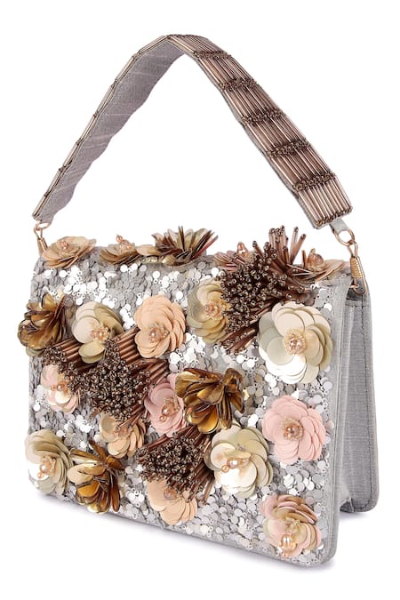 The Purple Sack Floral Applique Embroidered Bag 