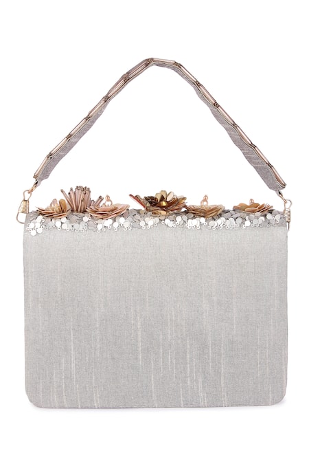 Shop The Purple Sack Multi Color Sequins, Applique Floral Embroidered Bag at Aza Fashions Shop_The Purple Sack_Multi Color Sequins, Applique Floral Embroidered Bag _at_Aza_Fashions