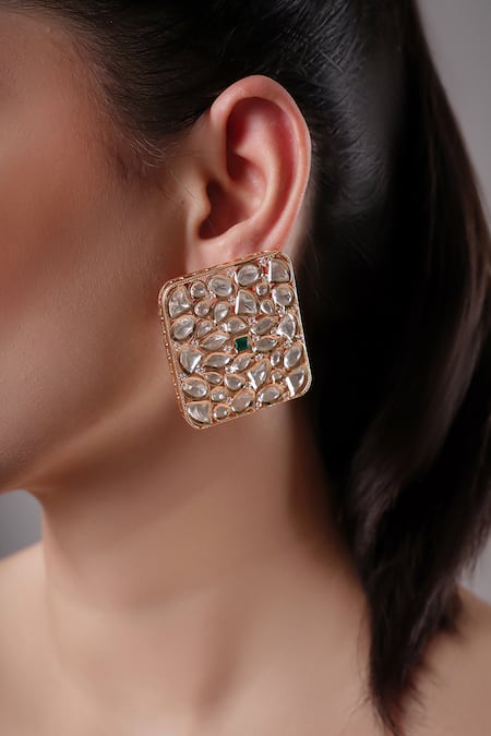 XAGO Le Kirsi Kundan Embellished Studs 