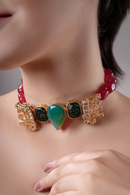 XAGO Kelaya Abstract Stone Embellished Choker 