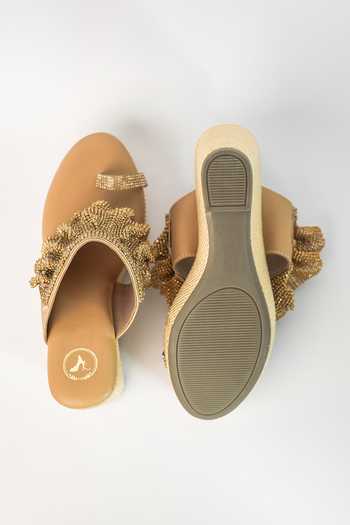 Sana K luxurious Footwear Falling Mesh Embellished Wedges 