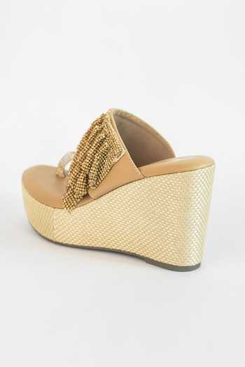Buy Sana K luxurious Footwear Gold Rhinestones, Chains Falling Mesh Embellished Wedges Online at Aza Fashions Buy_Sana K luxurious Footwear_Gold Rhinestones, Chains Falling Mesh Embellished Wedges _Online_at_Aza_Fashions