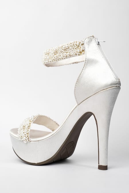 Buy_Sana K luxurious Footwear_White Pearls Khushi Embellished Heels 